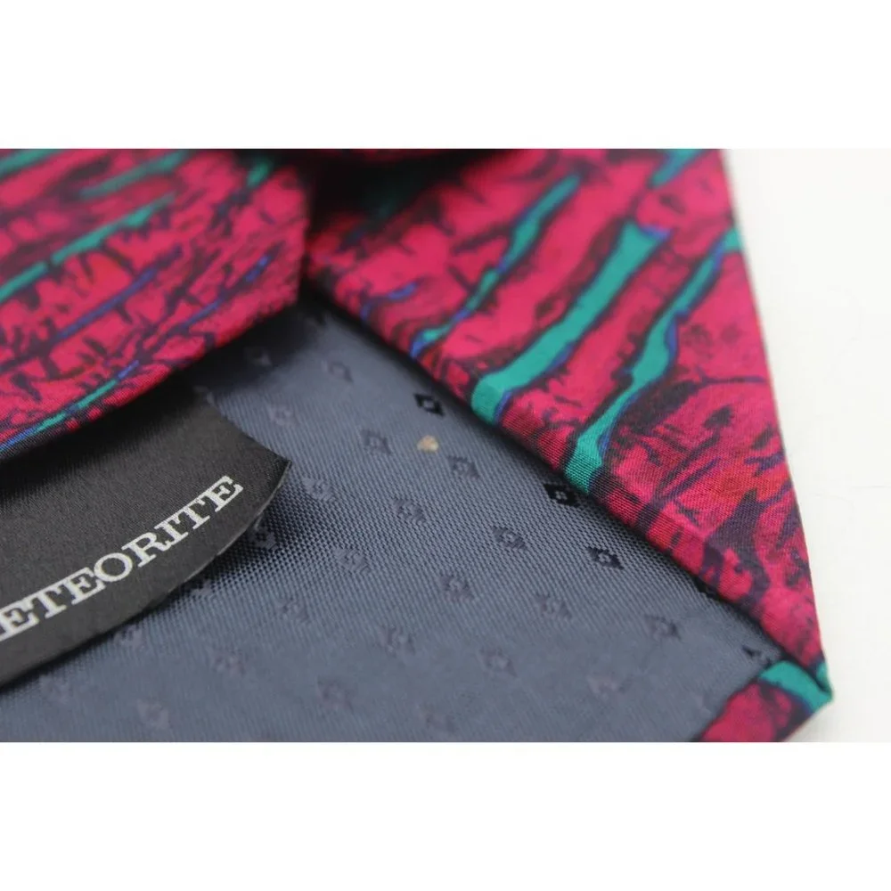 Vintage Stonehenge Molecular Expressions‎ scientific meteorite print silk tie